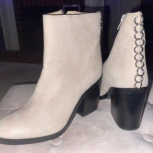 Katy Perry Tan Beige The Nefertiti Leather Chunky Heel Ankle Boots Size 8 NEW